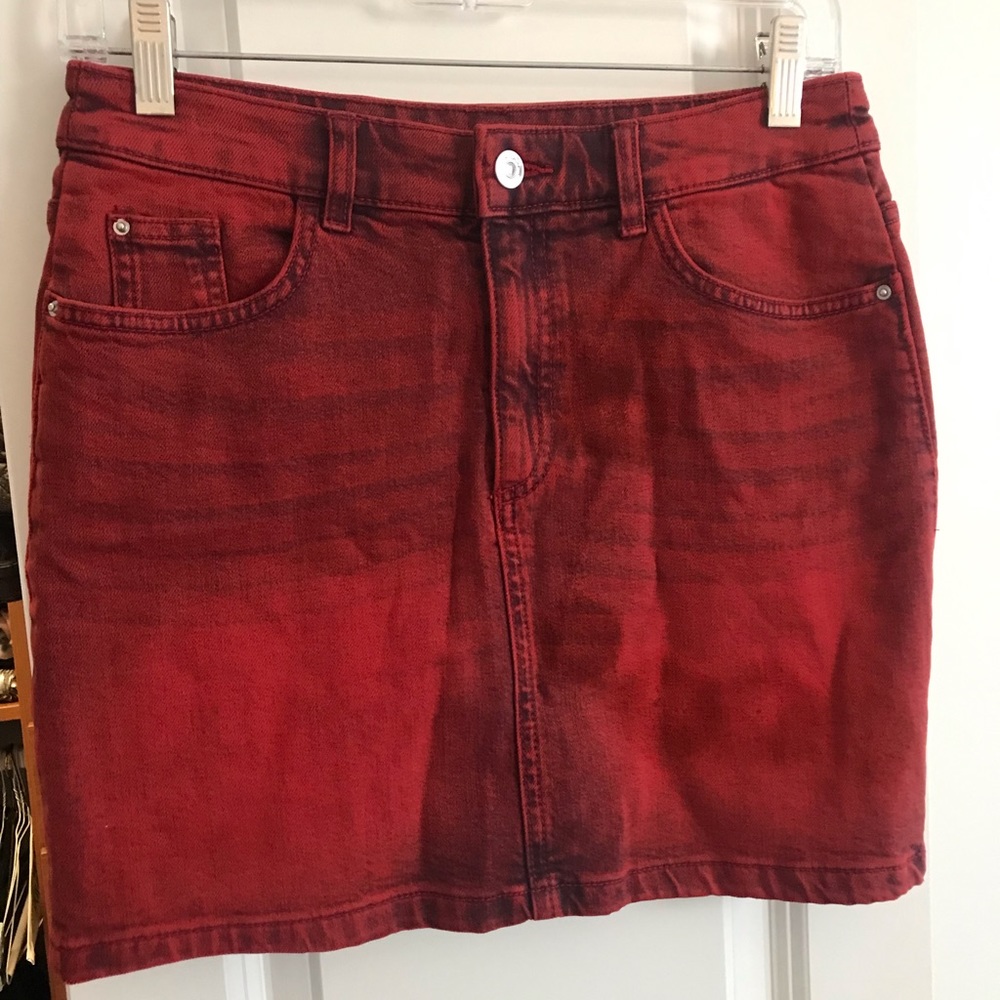 Red H&M Denim Mini Skirt